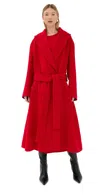 Another Tomorrow Belted Recycled Cashmere Coat In Red