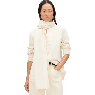 Another Tomorrow Chambray Bow Blouse In White