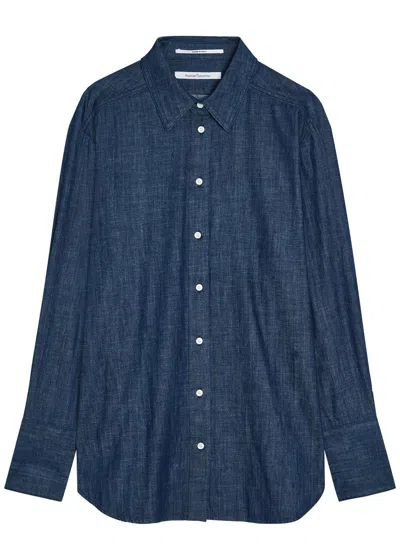 Another Tomorrow Chambray Denim Shirt In Blue
