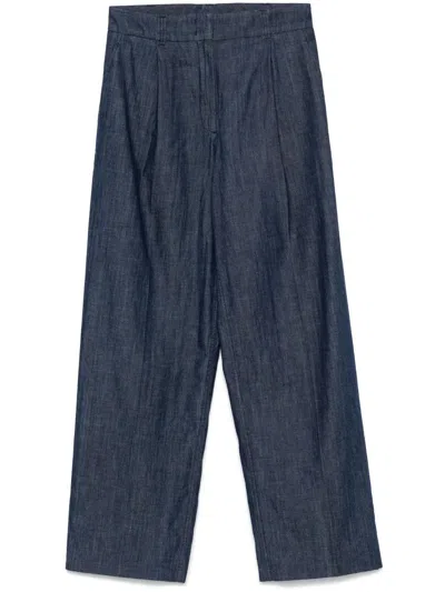 ANOTHER TOMORROW CHAMBRAY RELAXED WIDE LEG PANT