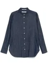 Another Tomorrow Chambray Shirt Dark Blue In Blau