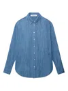 Another Tomorrow Chambray Oversized Button-down Shirt In Blue