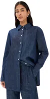 Another Tomorrow Chambray Shirt Dark Blue In Dark Blue