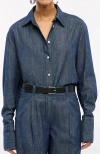 Another Tomorrow Chambray Shirt In Dark Blue
