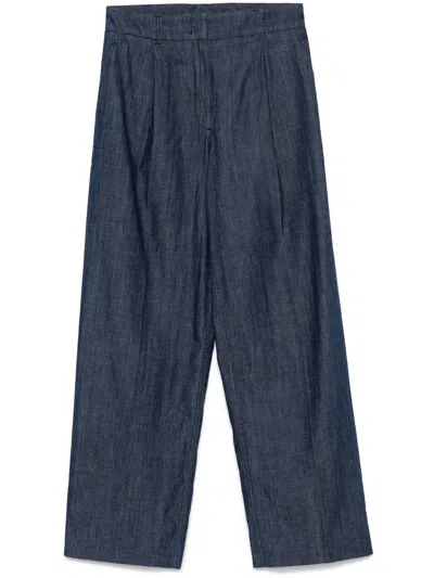 ANOTHER TOMORROW CHAMBRAY WIDE-LEG JEANS