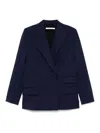 Another Tomorrow Relaxed Double-breasted Jacket In Blue