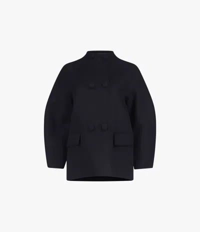 Another Tomorrow Cocoon Coat Short In Black