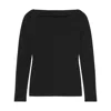 Another Tomorrow Compact Cutout Knit Top In Black