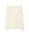 Another Tomorrow Compact Cutout Knit Top In Cream