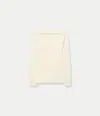 Another Tomorrow Compact Cutout Knit Top In Off White