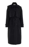 Another Tomorrow Convertible Cotton Trench Coat In Black/ivory