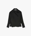 Another Tomorrow Convertible Pleated Wrap Shirt In Black