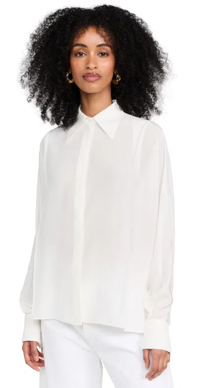 Another Tomorrow Convertible Pleated Wrap Shirt Off White