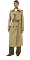 ANOTHER TOMORROW CONVERTIBLE TRENCH COAT OLIVE/BLACK