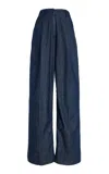 Another Tomorrow Cotto Chambray Wide-leg Pants In Dark Blue
