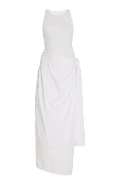 Another Tomorrow Cotton-blend Maxi Wrap Dress In White