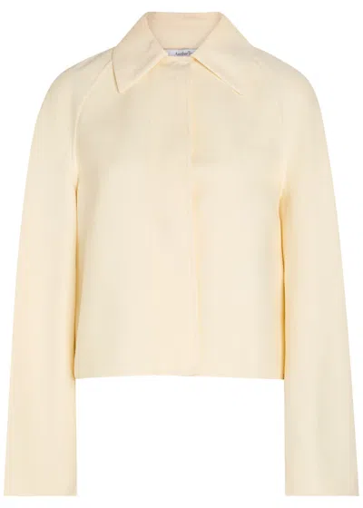 Another Tomorrow Short Mac Blouson Shirt Cream In Neutral