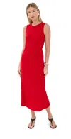 Another Tomorrow Open-back Draped Cotton-blend Crepe Midi Dress In Red