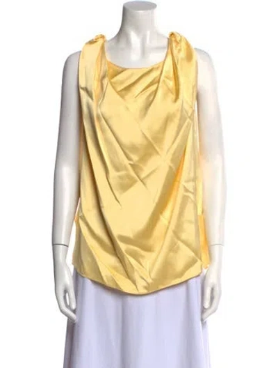 Pre-owned Another Tomorrow Cowl Neck Sleeveless Top In Yellow