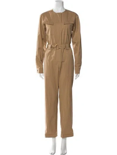 Pre-owned Another Tomorrow Crew Neck Jumpsuit In Neutral