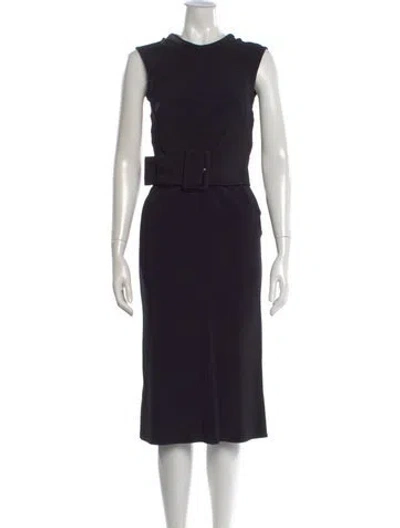 Pre-owned Another Tomorrow Crew Neck Knee-length Dress In Black