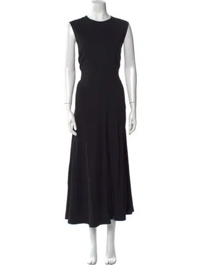 Pre-owned Another Tomorrow Crew Neck Long Dress In Black