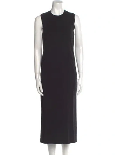 Pre-owned Another Tomorrow Crew Neck Long Dress In Black