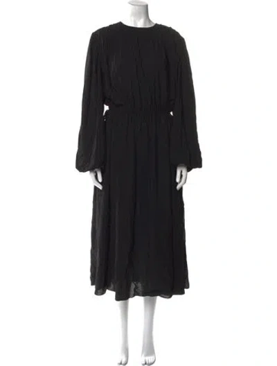 Pre-owned Another Tomorrow Crew Neck Long Dress In Black