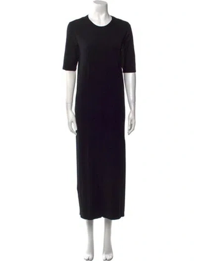 Pre-owned Another Tomorrow Crew Neck Long Dress In Black