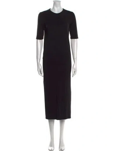 Pre-owned Another Tomorrow Crew Neck Long Dress In Black