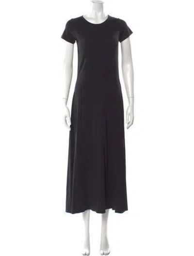 Pre-owned Another Tomorrow Crew Neck Long Dress In Black