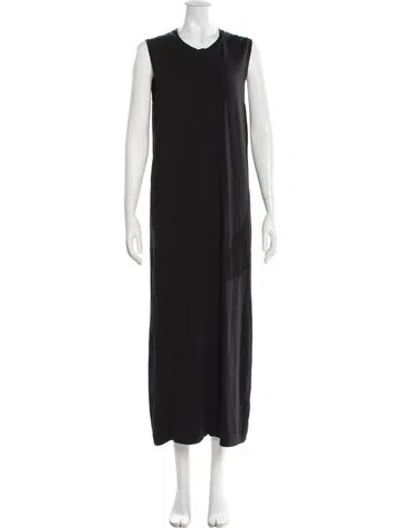 Pre-owned Another Tomorrow Crew Neck Long Dress In Black