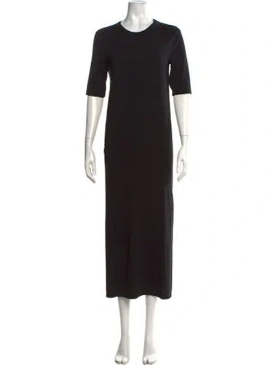 Pre-owned Another Tomorrow Crew Neck Long Dress In Black