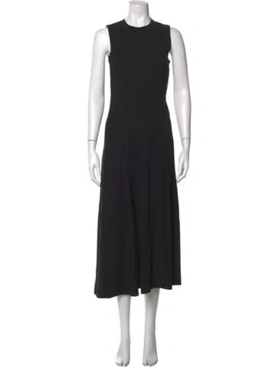 Pre-owned Another Tomorrow Crew Neck Long Dress In Black