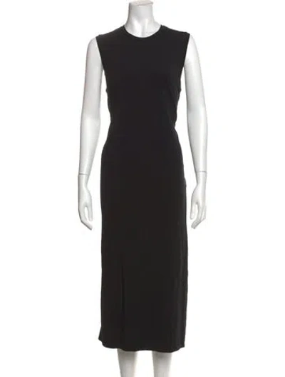 Pre-owned Another Tomorrow Crew Neck Long Dress In Black