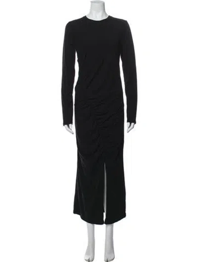 Pre-owned Another Tomorrow Crew Neck Long Dress In Black