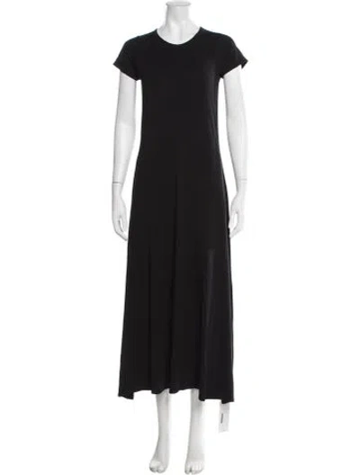 Pre-owned Another Tomorrow Crew Neck Long Dress In Black