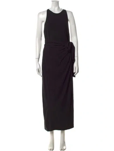 Pre-owned Another Tomorrow Crew Neck Long Dress In Black