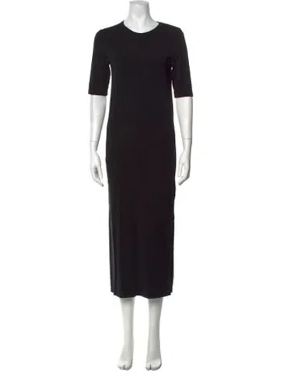 Pre-owned Another Tomorrow Crew Neck Long Dress In Black