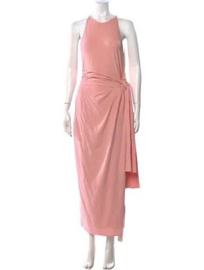 Pre-owned Another Tomorrow Crew Neck Long Dress In Pink
