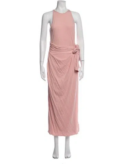 Pre-owned Another Tomorrow Crew Neck Long Dress W/ Tags In Pink