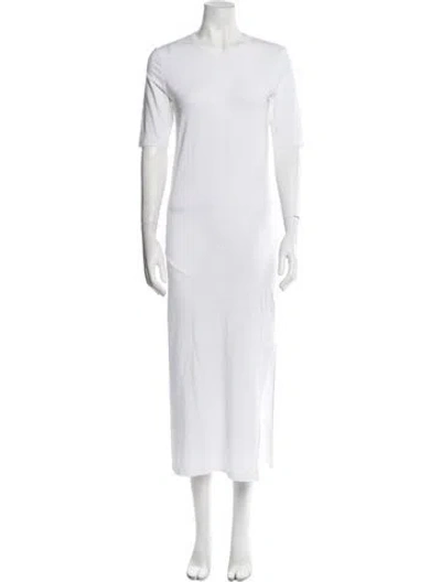 Pre-owned Another Tomorrow Crew Neck Long Dress In White