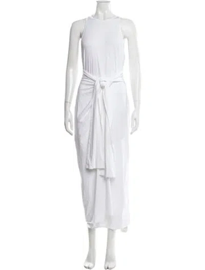 Pre-owned Another Tomorrow Crew Neck Long Dress In White