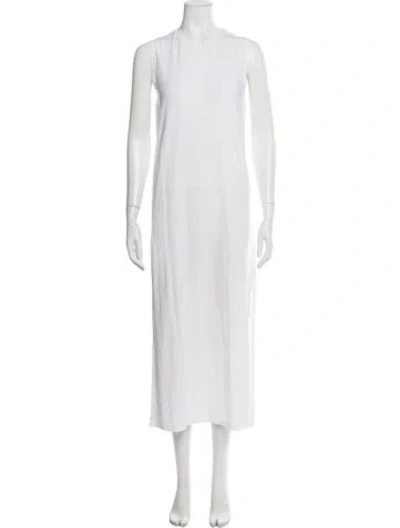 Pre-owned Another Tomorrow Crew Neck Long Dress In White