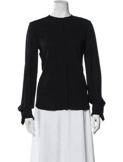 Pre-owned Another Tomorrow Crew Neck Long Sleeve Top In Black