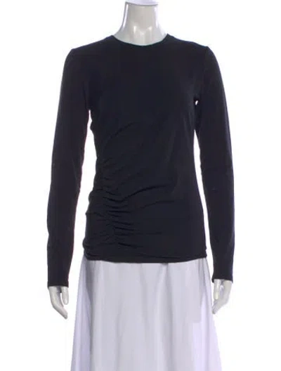 Pre-owned Another Tomorrow Crew Neck Long Sleeve Top In Black