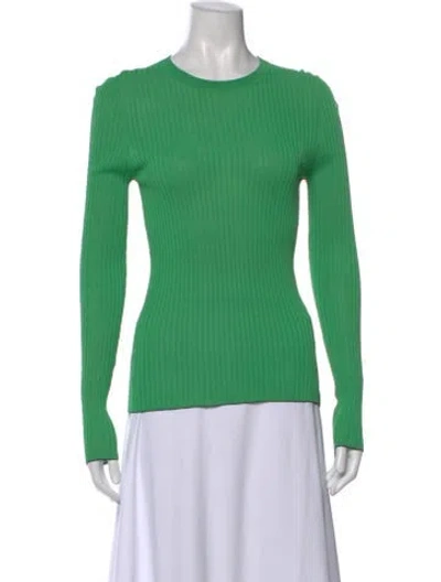 Pre-owned Another Tomorrow Crew Neck Long Sleeve Top In Green