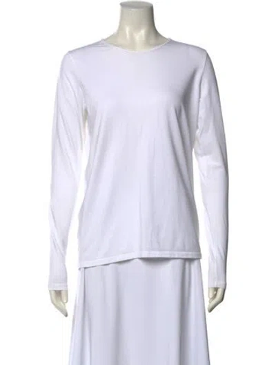 Pre-owned Another Tomorrow Crew Neck Long Sleeve T-shirt W/ Tags In White