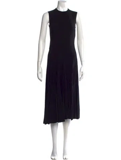 Pre-owned Another Tomorrow Crew Neck Midi Length Dress In Black