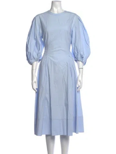 Pre-owned Another Tomorrow Crew Neck Midi Length Dress In Blue